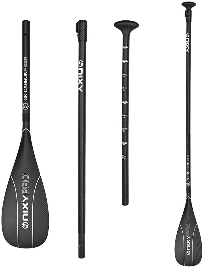NIXY Full Carbon Fiber SUP Paddle – Adjustable 3 Piece Pro Paddle with ABS Blade Edge for Stand Up Paddle Board – Durable, Lightweight Floating Paddle