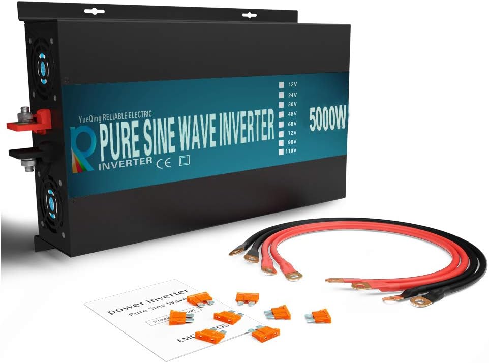WZRELB RBP-500012S Pure Sine Wave 5000W (10000W Surge) 12V Power Inverter DC to AC Power - Solar, RV, Black