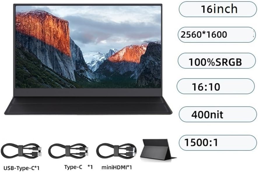 Flicker Free 16-inch Office Entertainment External Screen 2560 X 1600 Resolution 400nit IPS Laptop Expansion with Speakers