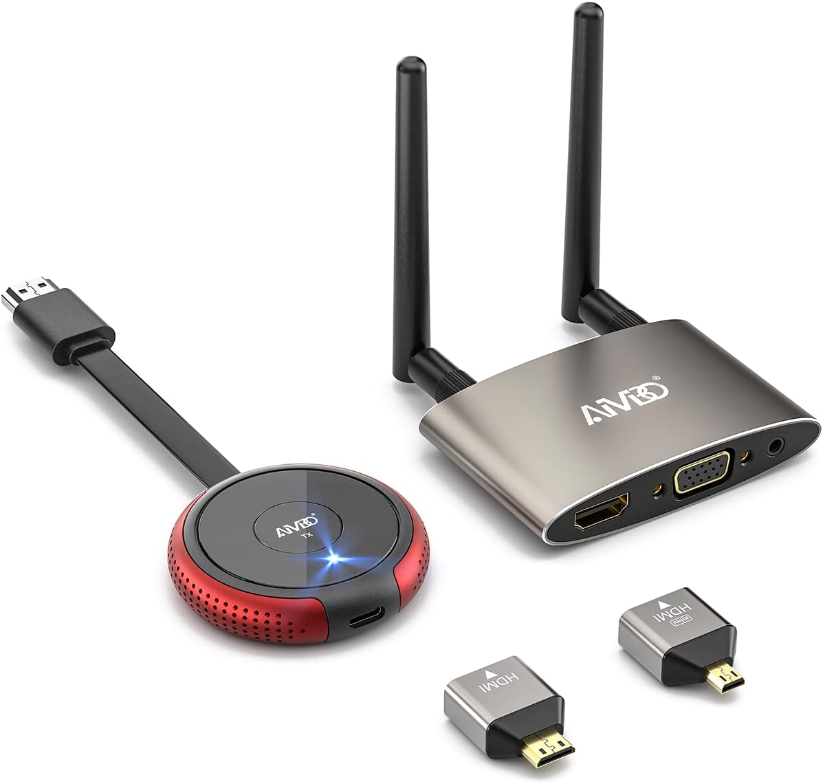 TIMBOOTECH HDMI Wireless Transmitter and Receiver 4K, Dual Screens HDMI & VGA Live Casting 5G Video/Audio for Laptop, Cable Box, Camera, Blu-ray, Phone, Netfix to Monitor, Projector, HDTV 165FT/50M