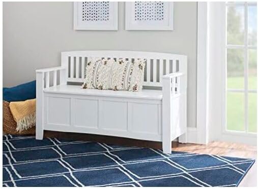 HomeStock Storage Bench with Flip Top - Large Capacity Seating for Entryway, Bedroom & Living Room White