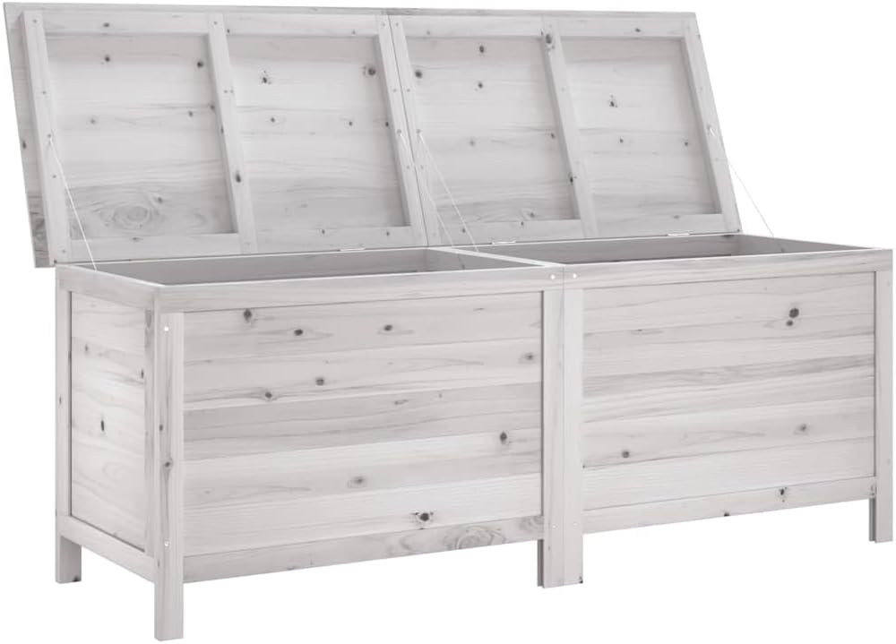 vidaXL Garden Storage Box White Solid Fir Wood 59.1 x 19.7 x 22.2 in