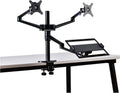 Display Bracket Arm Monitor and Laptop Mount, Gas Spring Monitor Stand Fit Two 17-32' Flat Curved Screens and 12-17' Laptop with C Clamp, Grommet Mounting Base Display Bracket