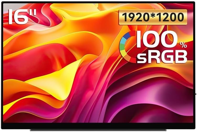 Portable Monitors 1920 * 1200 Resolution 16-inch 60HZ IPS Display for Mobile Phone, Office and Games
