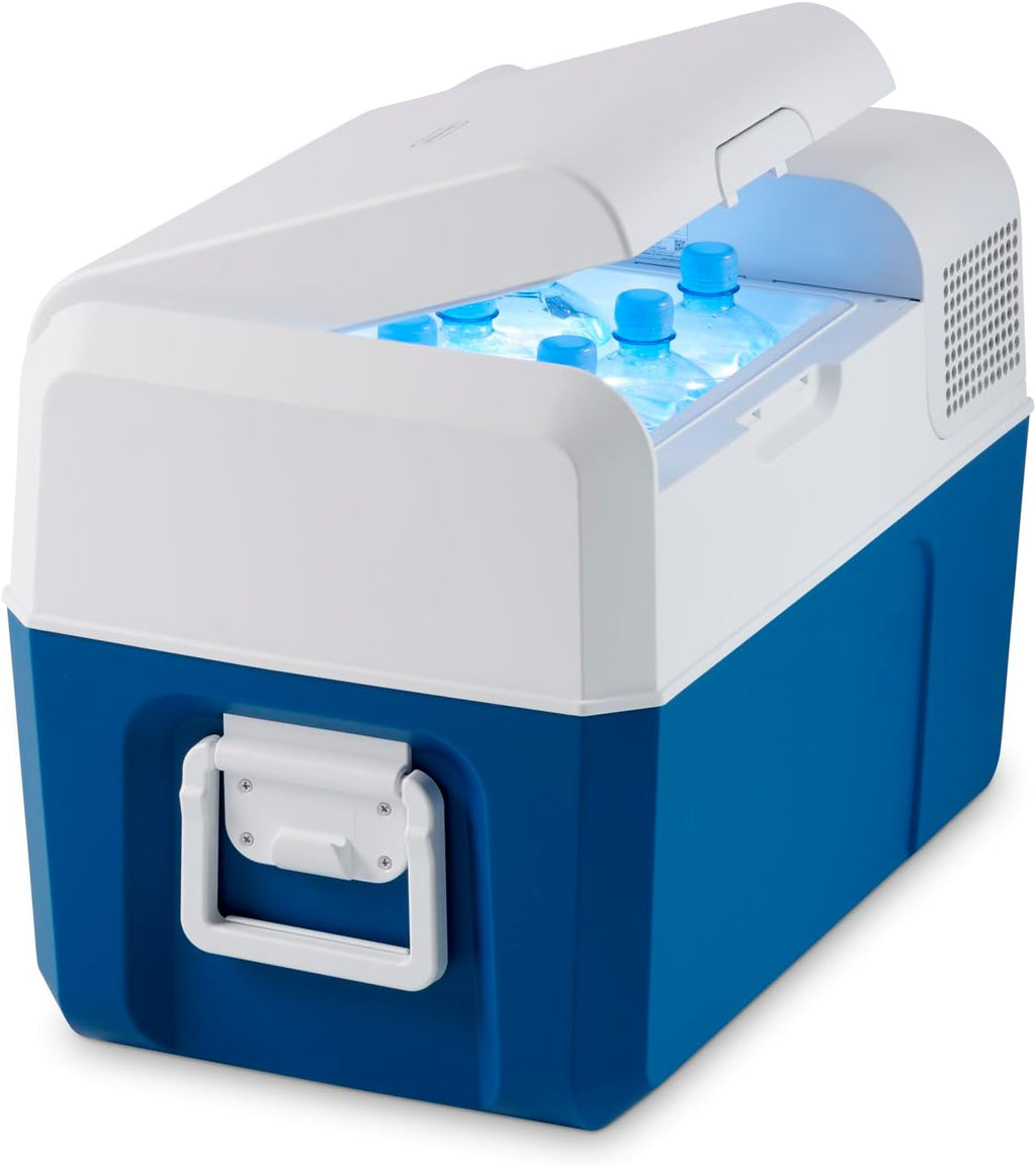 Mobicool MCF40-38 l Compressor Cooler, Blue/Grey, Cool Box 12/24 V DC / 100-240 V AC, Mini Fridge for Car, Truck, Boat, Motorhome and Power Socket