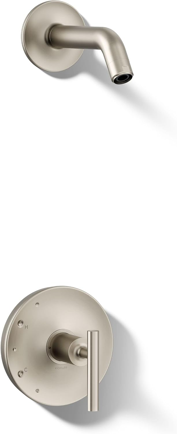 Kohler TLS14422-4-BN Purist Rite-Temp® Shower Valve Trim with Lever Handle, Less Showerhead Vibrant Brushed Nickel