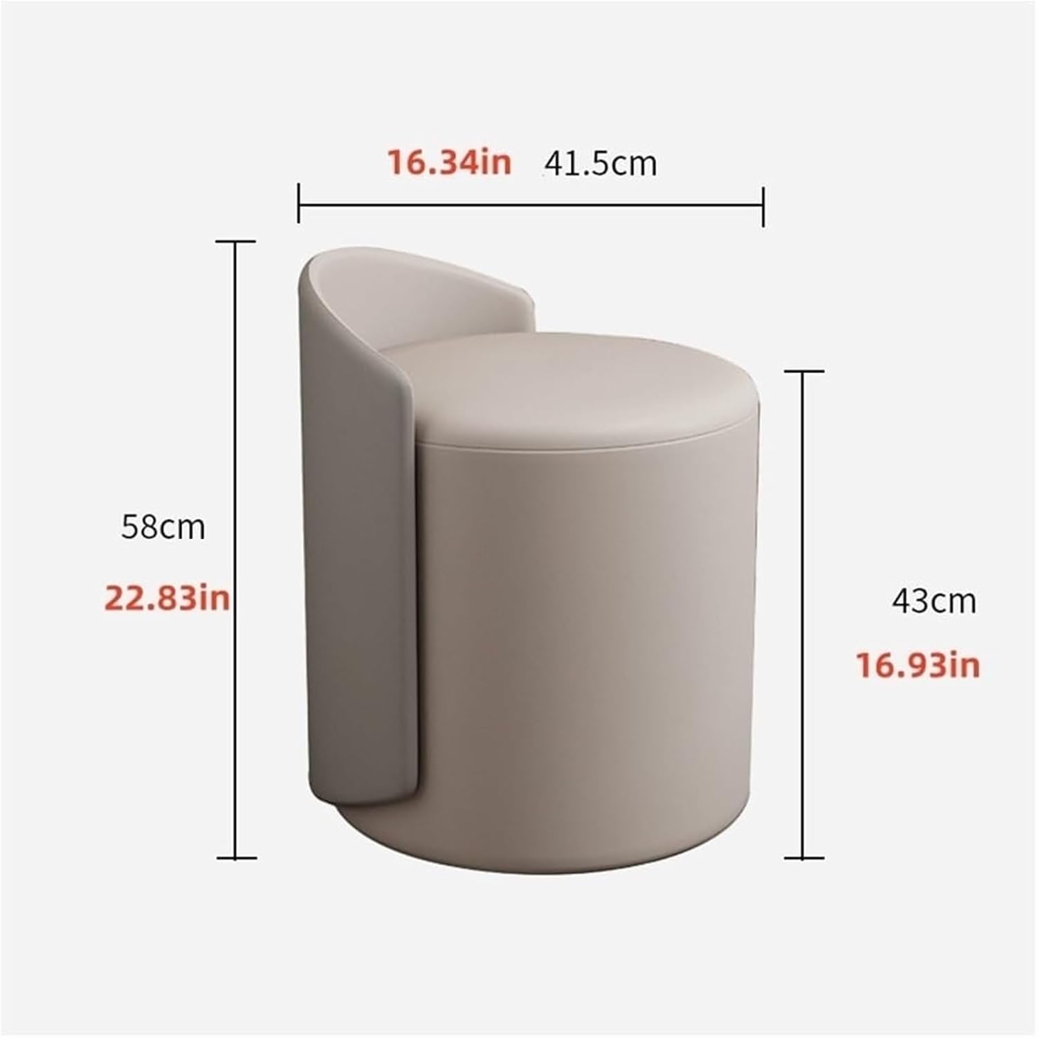 Modern Round Ottoman Multifunctional Vanity Chair Footrest Stool PU Leather Upholstered Wood Frame Non-Slip Rubber Pads Long-Lasting(Multi-Colored)