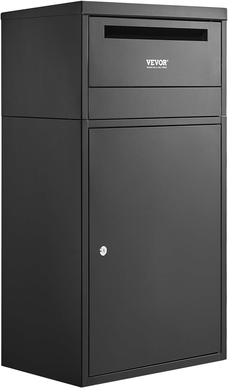 VEVOR Package Delivery Boxes for Outside, 35.8 in Mailbox for Parcel with Lock, Galvanized Steel Package Drop Box with Anti-Theft Design, Weather-Resistant Package Mailbox for Home and Office, Black