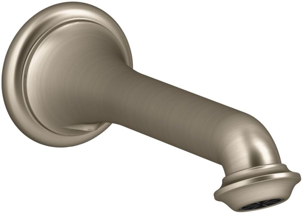 KOHLER K-72792-BV Artifacts Wall-Mount Bath Spout with Turned Design, Less Handles, Vibrant Brushed Bronze