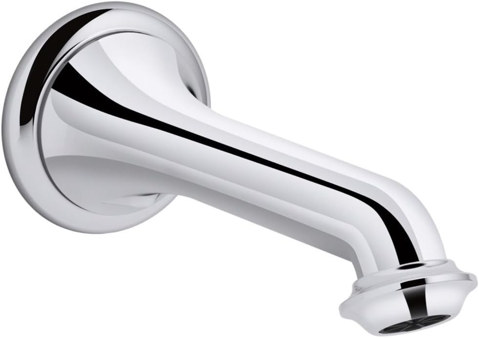 KOHLER K-72792-CP Artifacts Wall-Mount Bath Spout with Turned Design, Less Handles, Polished Chrome