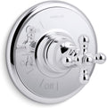 KOHLER TS72767-3-CP Artifacts Rite-Temp Valve Trim with Cross Handle, Faceplate with Single Metal Cross Handle, Polished Chrome