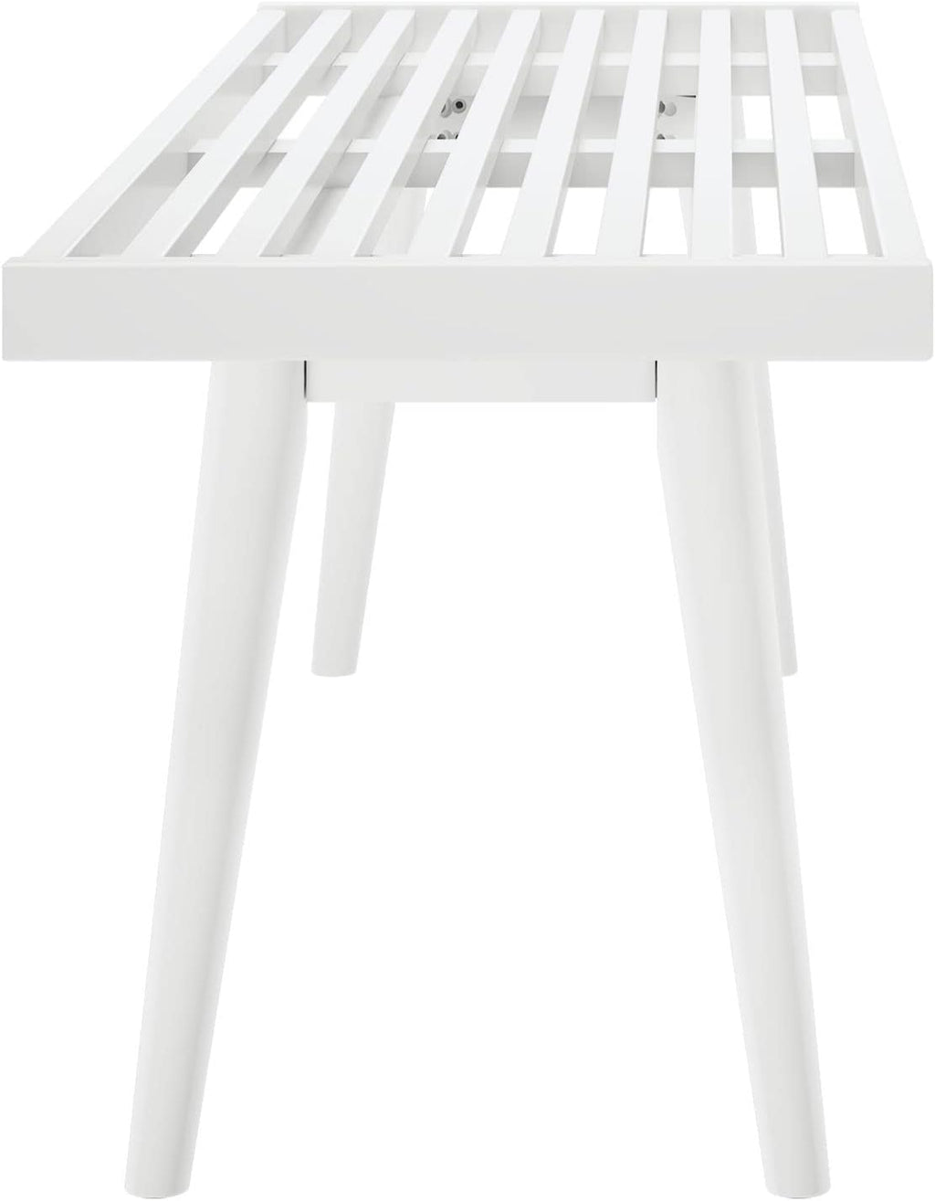 Plank+Beam Entryway Bench, Wooden End of Bed Bench for Bedroom, Mid-Century Modern Square Bench for Hallway, Living Room, Indoor, Porch, 56.25', White