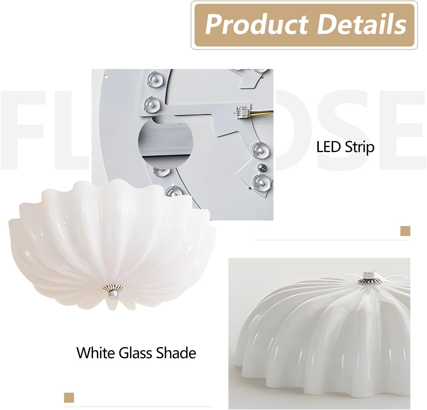 Large White Scalloped Semi Flush Mount Ceiling Light Vintage Milk Glass Flush Mount Ceiling Light Mid Century Modern Ceiling Lights for Entryway Hallway Bedroom