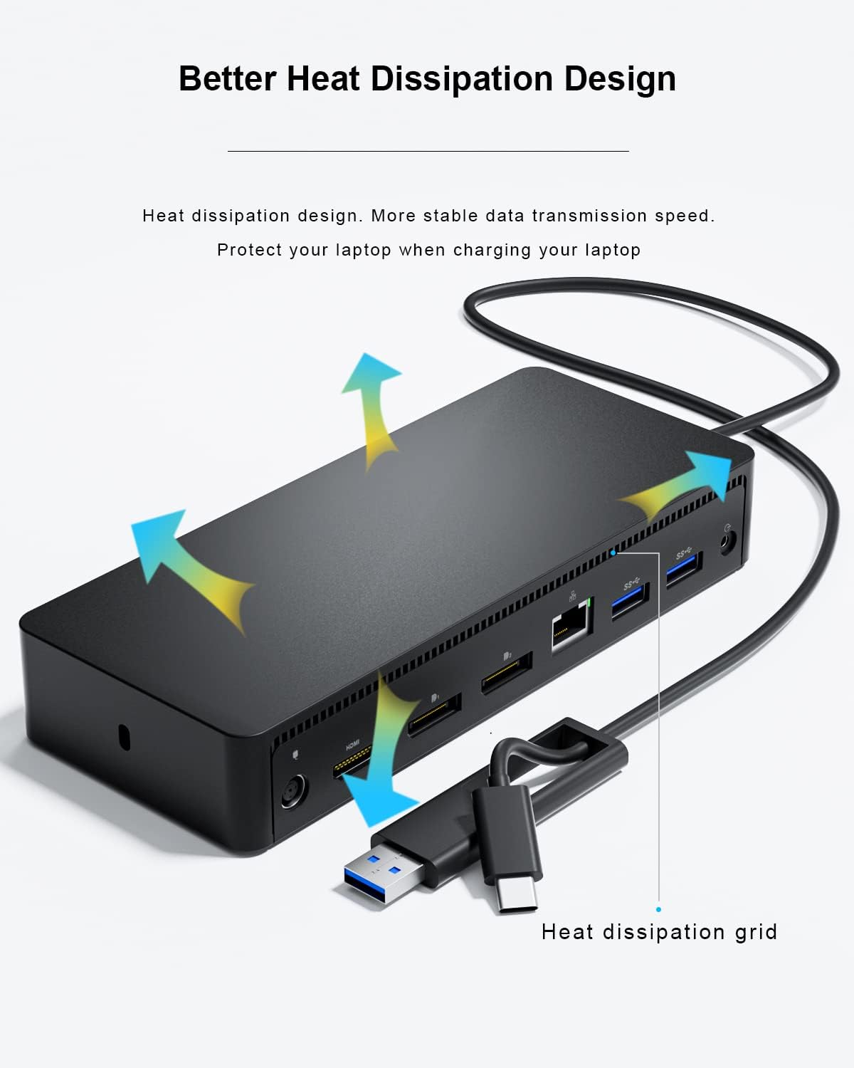 D6000 Universal Docking Station, USB 3.0 and USB C Single 5K or Triple 4K Display Docking Station with Two DisplayPort and HDMI for Windows and Mac (1HDMI, 2DP, 1Audio, 4USB3.0, 1USB C, 1Speaker Out)