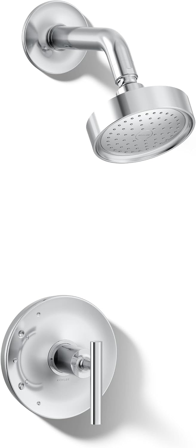KOHLER Ts14422-4-Cp Purist 2.5 Gpm Showerhead With Rite-Temp Shower Trim With Lever Handle, Polished Chrome