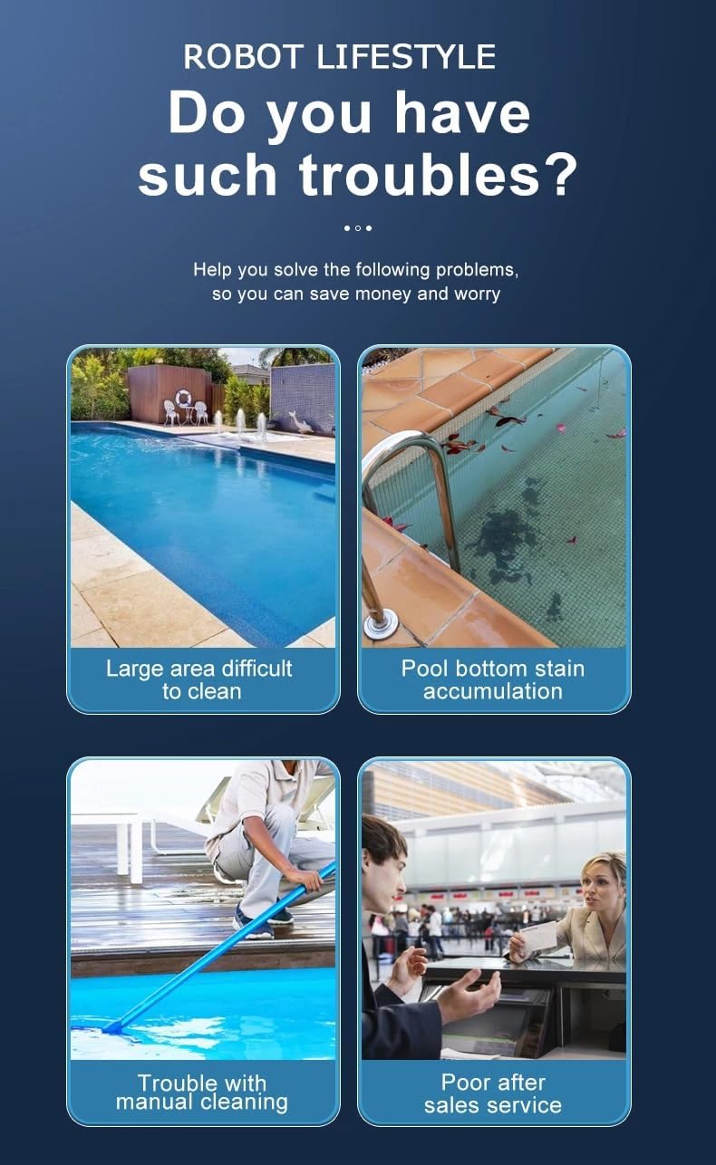 GOWE Robot Swimming Pool Cleaner Vacuum Cordless, Lithium Ion Battery 5000mAh, Max Cleaning Area 85m2, Automatic Home Appliance