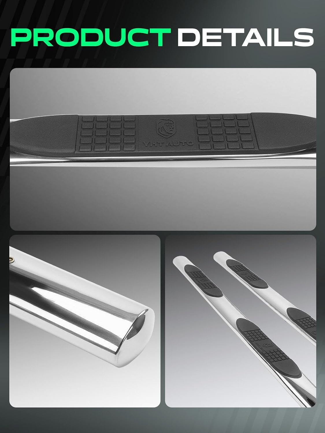 YHTAUTO 4 Inch Running Boards Fit Toyota Sequoia 2008-2022 SUV, Oval Straight Side Steps Stainless Steel Step Bars Off-Road Exterior Accessories