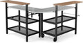 Giantex 2-Piece Outdoor Kitchen Grill Cart Set, Stationary Prep Table & Mobile Grill Cart with Wheels, Connectable L-Shaped Configuration, Flip-Up Bar Top, Foldable Side Table, BBQ Cooking Station
