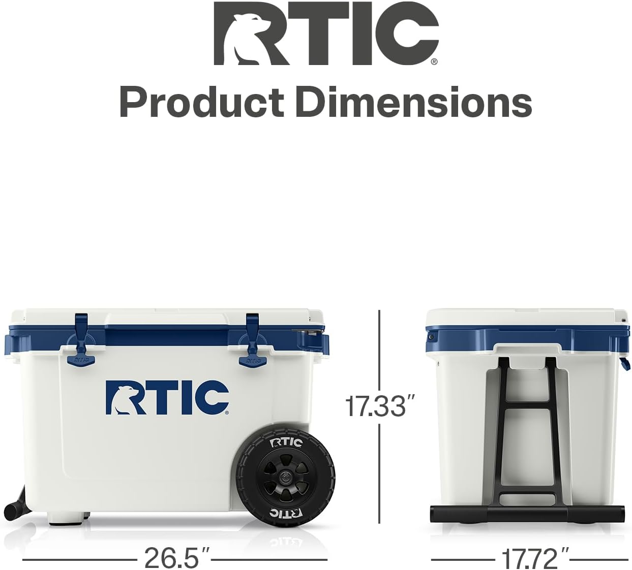 RTIC 52 Quart Ultra-Light Wheeled Hard Cooler Insulated Portable Ice Chest Box for Beach, Drink, Beverage, Camping, Picnic, Fishing, Boat, Barbecue, 30% Lighter Than Rotomolded Coolers