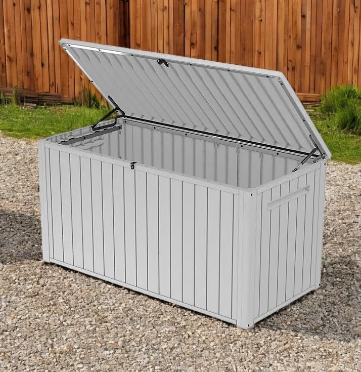Outdoor/Indoor Storage Deck Box, 170 Gallon Capacity, Weather-Resistant Resin, White