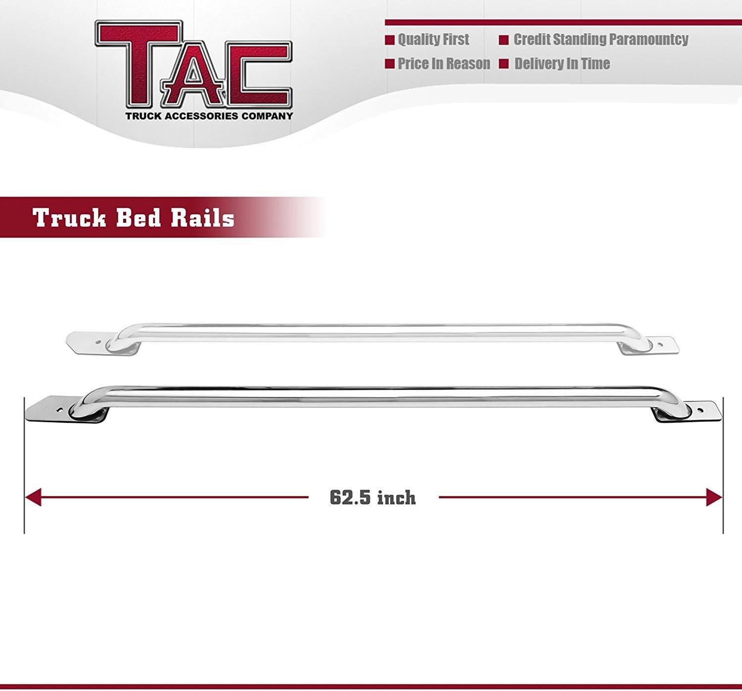 TAC Bed Rails Fit 2014-2025 Chevy Silverado 1500/GMC Sierra 1500 5.5ft Short Bed T304 Stainless Steel Truck Side Rails Off Road Automotive Exterior Accessories (2 Pieces Bed Rails)
