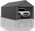 10x20 FT Heavy Duty Carport Car Tent Car Canopy Storage Shed, Portable Garage with Removable Sidewalls & Doors All-Season Tarp for Car,Truck,SUV,Party Grey