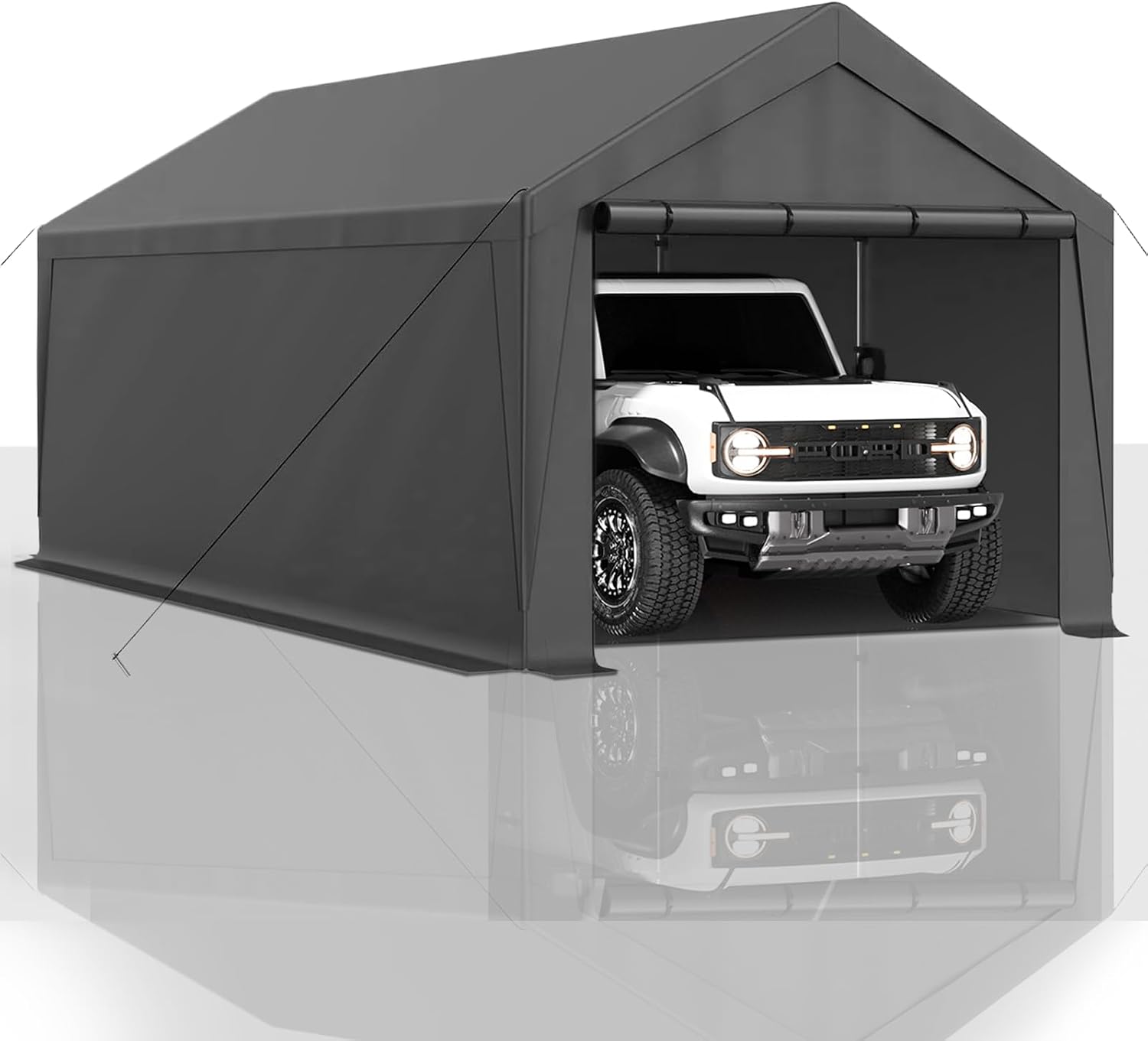 10x20 FT Heavy Duty Carport Car Tent Car Canopy Storage Shed, Portable Garage with Removable Sidewalls & Doors All-Season Tarp for Car,Truck,SUV,Party Grey