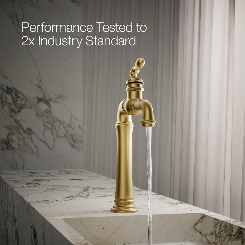 Kohler 72763-9M-2MB Artifacts® Gentleman's® Single-Handle Bathroom Sink Faucet, 1.2 gpm, Vibrant Brushed Moderne Brass