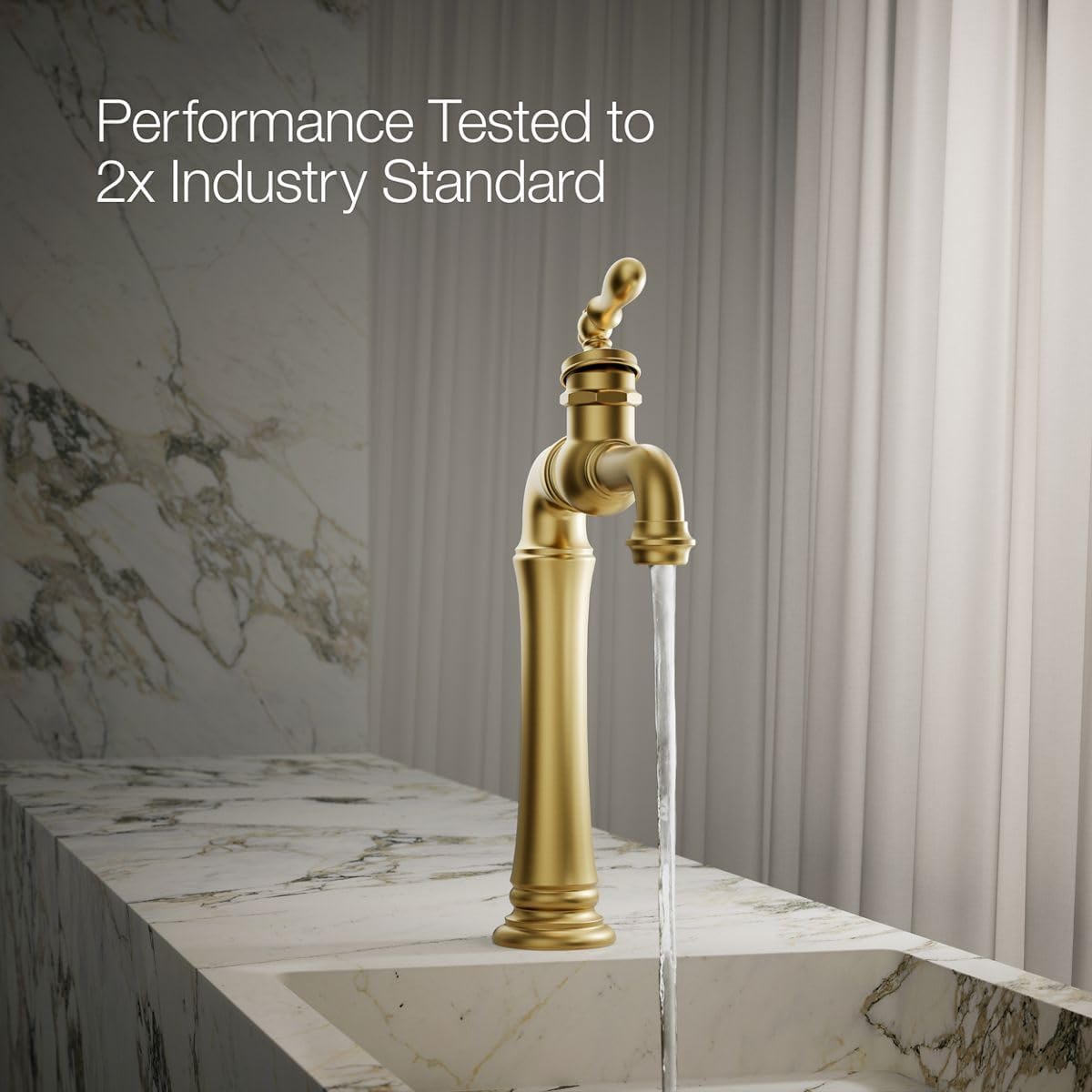 Kohler 72763-9M-2MB Artifacts® Gentleman's® Single-Handle Bathroom Sink Faucet, 1.2 gpm, Vibrant Brushed Moderne Brass
