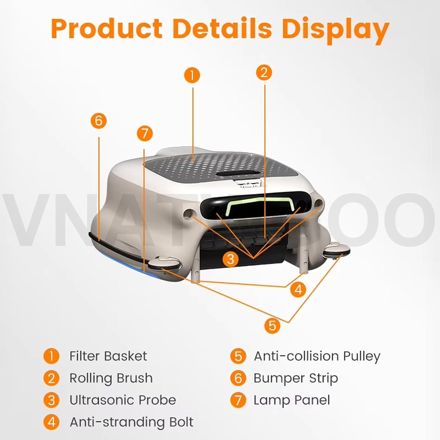 Robotic Pool Maintenance Robot, Cordless Pool Skimmer Cleaner, 5-6H Battery Life, 3H Fast Charge, Auto-Cleans Leaves, Hair
