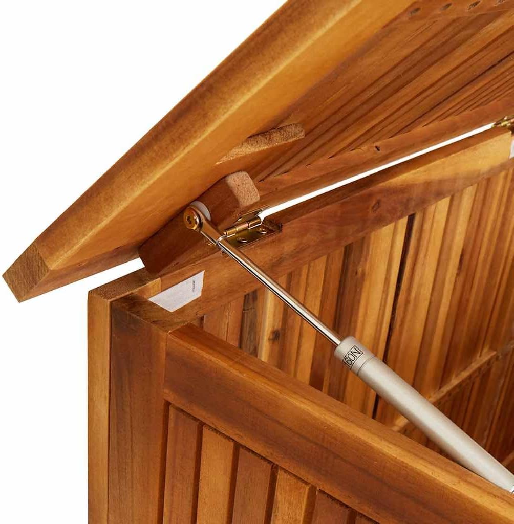 vidaXL - Farmhouse-style Patio Storage Box, Solid Acacia Wood, Water-Resistant Interior Bag with Zipper, Brown, 68.9'x19.7'x22.8'