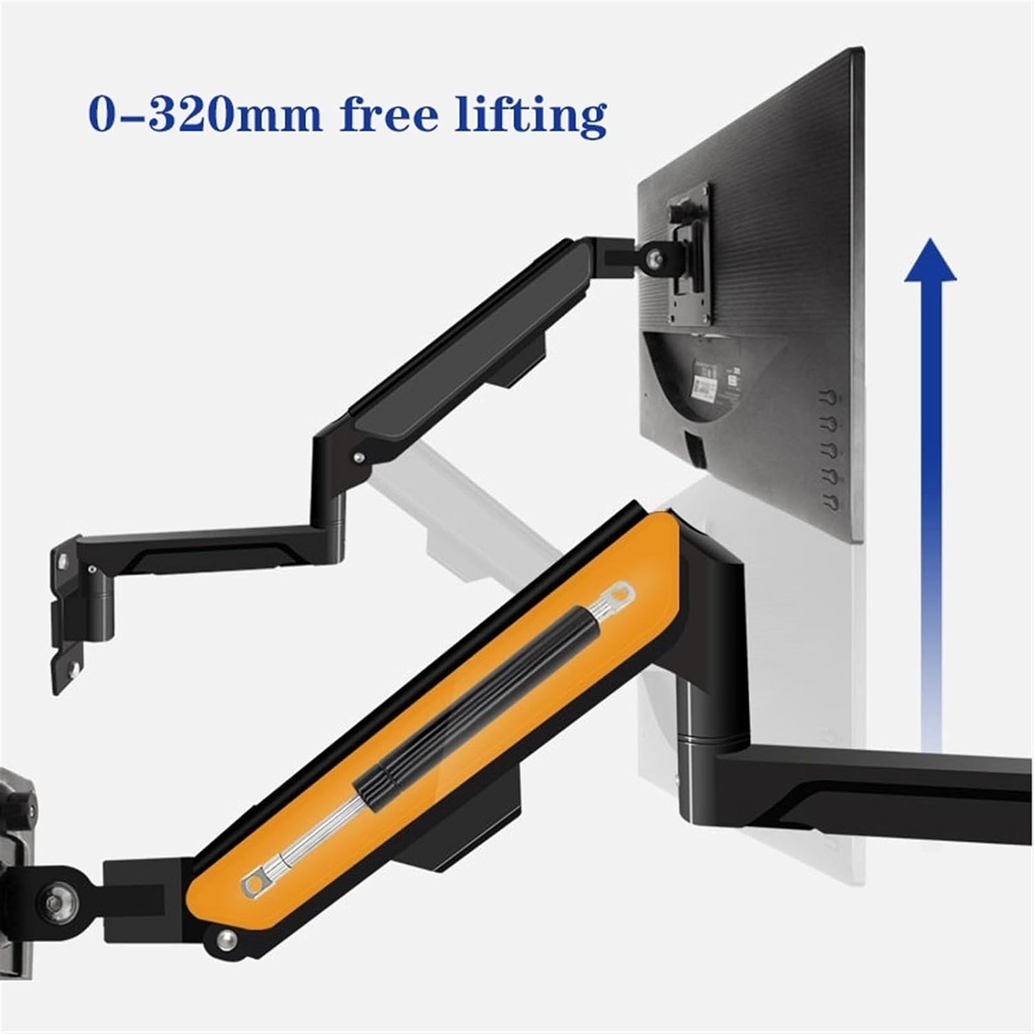 Monitor Desk Wall Mount Monitor Arm with Laptop Tray, Aluminum Gas Spring Full Motion Laptop Mount Arm Fits Max 32 inch, 19.8 lbs Screens/ 10-17' Laptop Monitor Stand(Black)