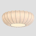 Mid Century Modern White Silk Shade Semi Flush Ceiling Light Japanese Style Drum Fabric Ceiling Light Large Boho Chandelier Light Fixture (20 Inches)