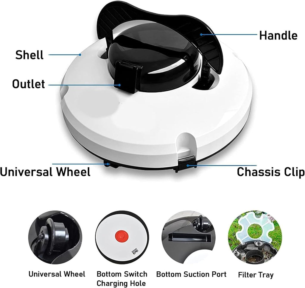 Cordless Robotic Pool Cleaner, Pool Robot Cleaner, Smart Fish Pool Vacuum with Inlet, Underwater Intelligent Machine Cleaning Equipment for Pool Bottom and Walls