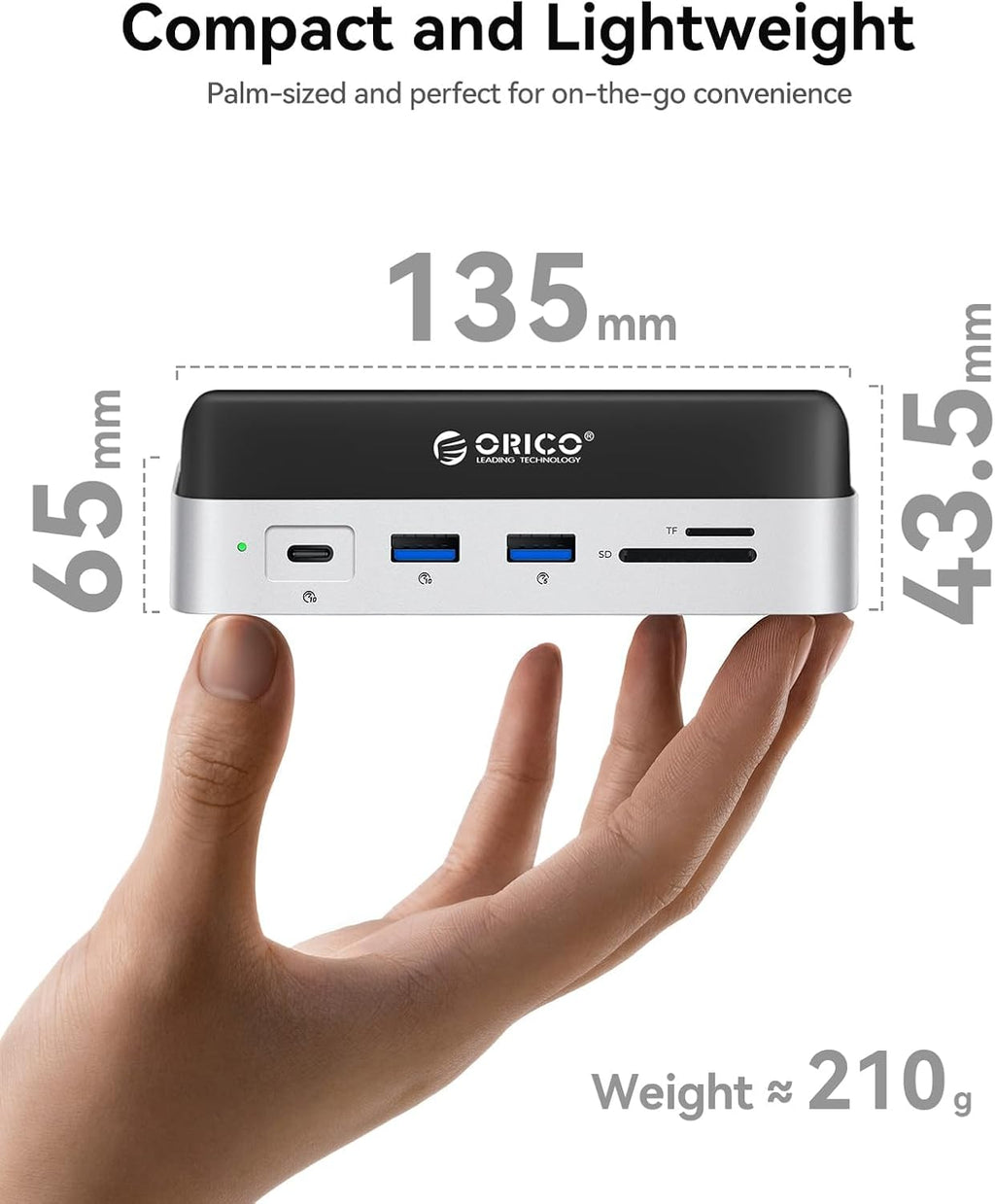 ORICO MiniDock and Stand Compatibility with Mac mini M4, 9-in-1 Aluminum Hub with 4TB NVMe M.2 SSD, 10Gbps USB-C & USB-A,5Gbps USB-A,4K HDMI, Gigabit Ethernet, SD/TF Card Readers,Type-C(PD3.0)