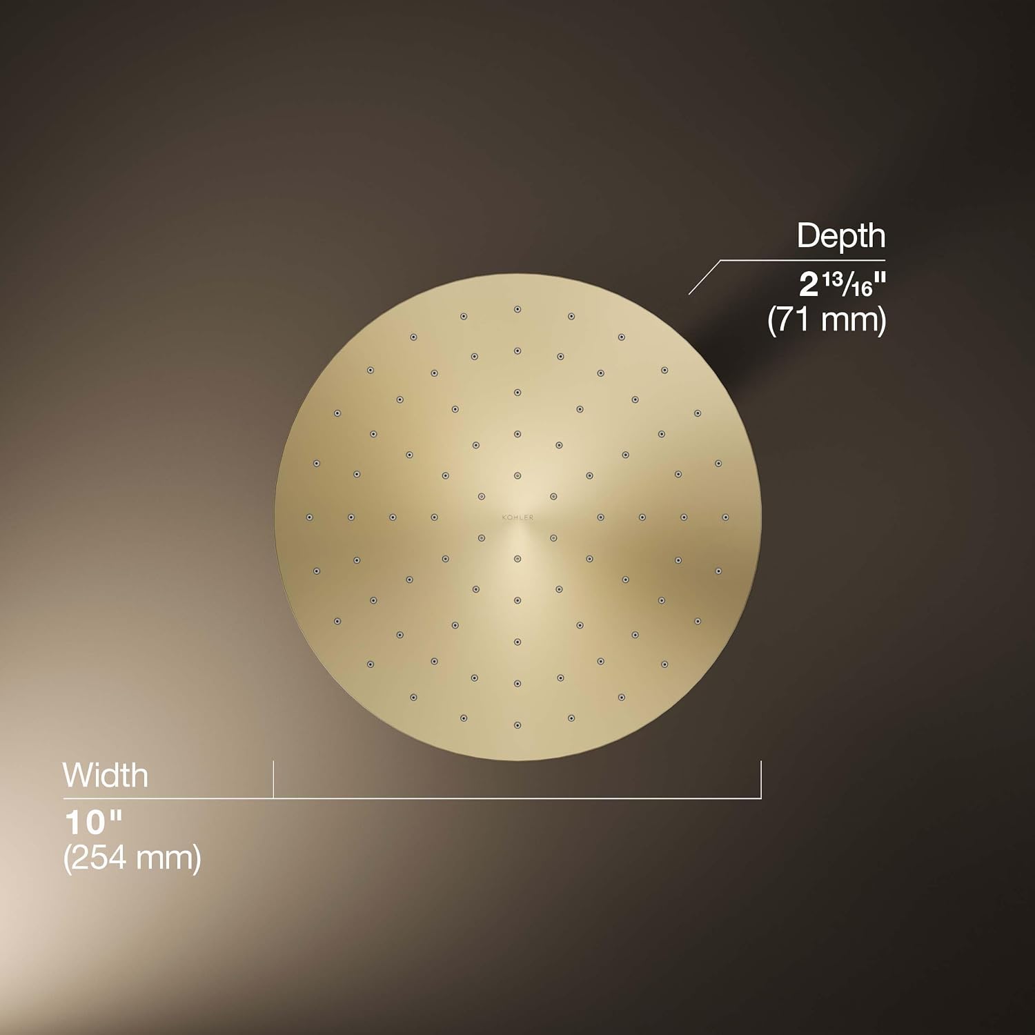 Kohler 13689-G-AF Contemporary Round 10' single-function rainhead, 1.75 gpm, Vibrant French Gold
