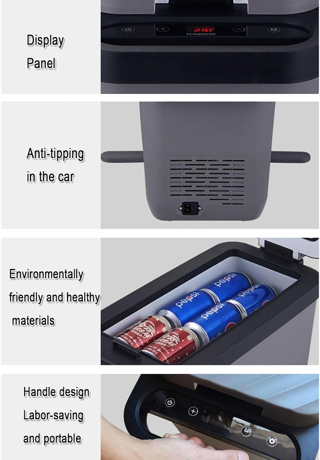 Outdoor Car Refrigerator, Car Home Dual-Use 12V/24V Car 16L Fridge Portable Freezer Compressor Cooler for Car, RV, Truck, Van, Boat for Camping, Travel, Fishing Outdoor,Grey