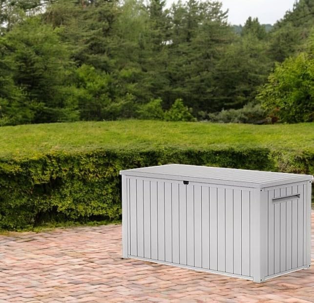 Outdoor/Indoor Storage Deck Box, 170 Gallon Capacity, Weather-Resistant Resin, White