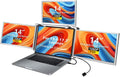 Karlak 14 inches Lap Expansion Screen 1080P FHD Portable Quad-Screen Monitor able & Rotatable Design Driver Quick Installation with 1 Cable for 3 Displays for Windows, MacOS for 13.6-17.3 inch Lap