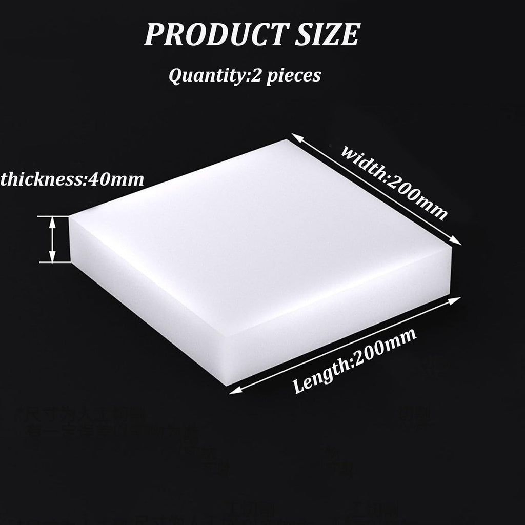 COYOUCO 12Mm-50Mm Thick Silicone Non-Slip Sealing Pad, 200Mm×200Mm White Rubber Pad for Furniture, Electronics, DIY Projects 2 Pieces,40mm