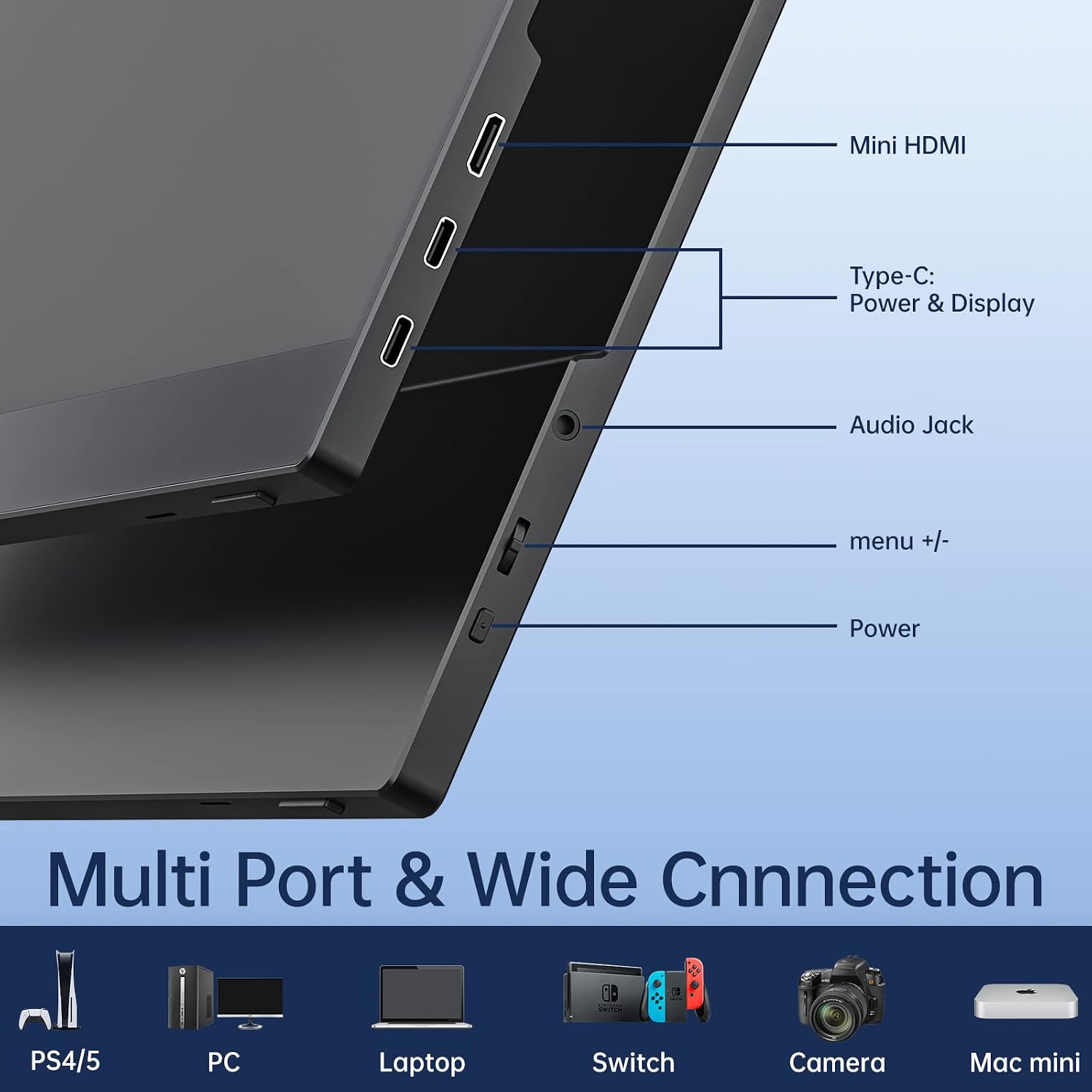 VisionOwl Portable Monitor Bundle (Silver & Black) 15.6 Inch Travel Screen Computer Display for Laptop PC Mac Surface PS4/5 Xbox Switch, with Smart Cover, VESA Mountable