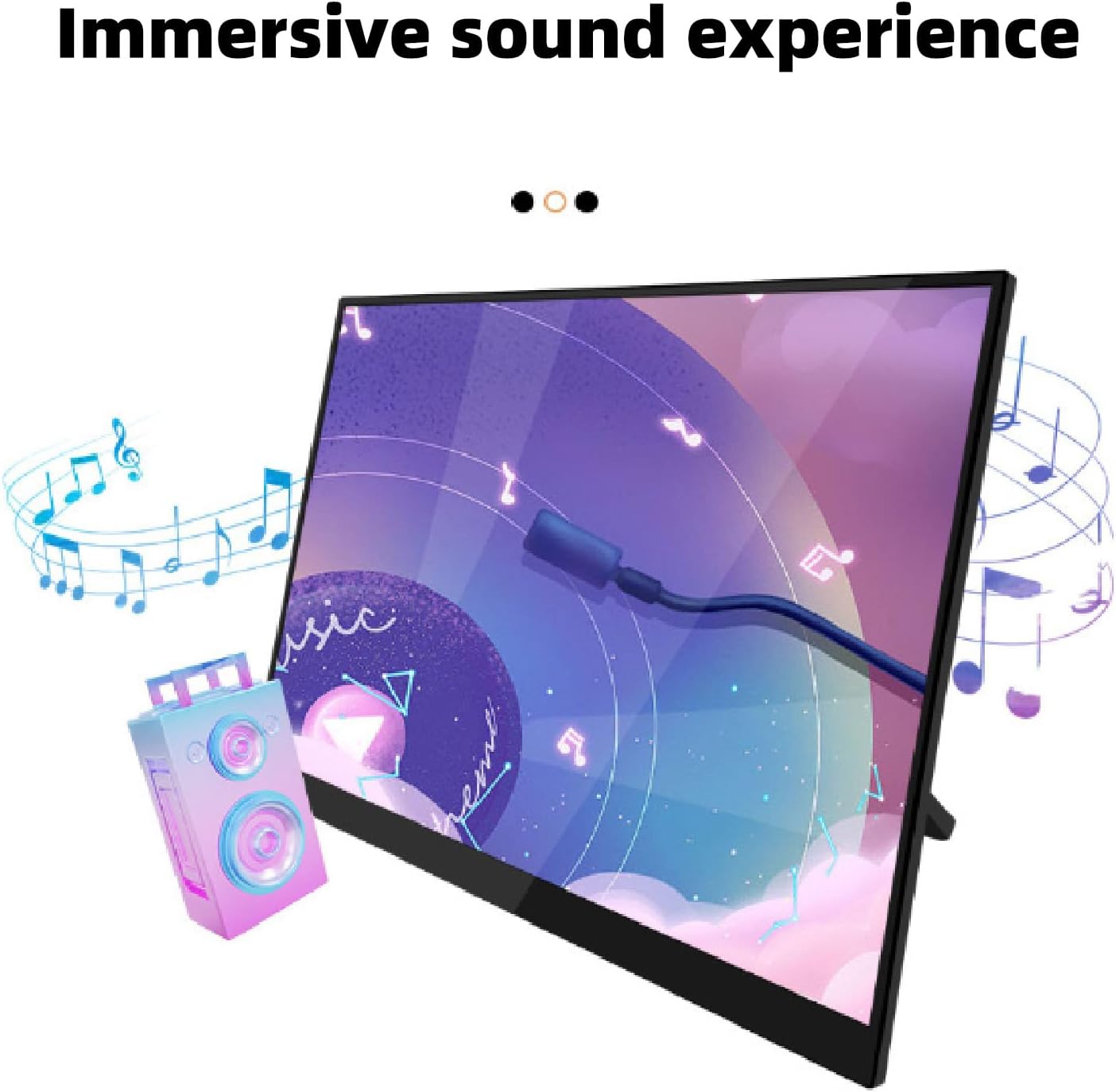 15.6in Computer Display, 1920X1080 120Hz Laptop Screen Extender with 2 Type C and Mini HD Display Ports, with Speakers, for Tablet PC