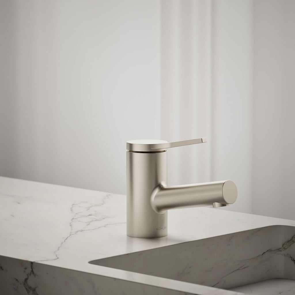 Kohler K-33590-4-BN Elate® Short Single-Handle Bathroom Sink Faucet, Bathroom Faucets, 1.2 GPM, Vibrant Brushed Nickel