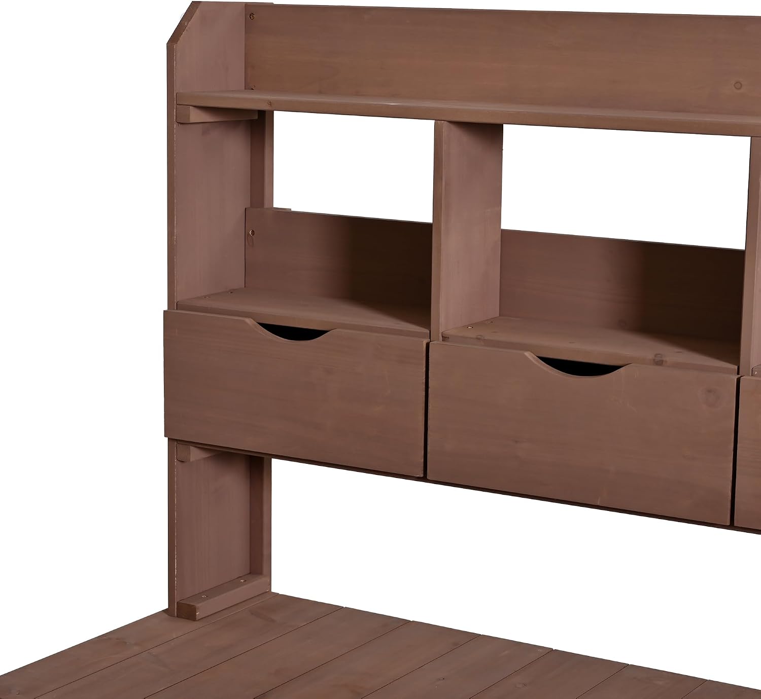 Farmhouse Patio Potting Bench, 44.6''x19.5'' Large Freestanding Garden Workstation with 6 Drawers and Side Hook, Outdoor Kitchen Island (Brown-2)