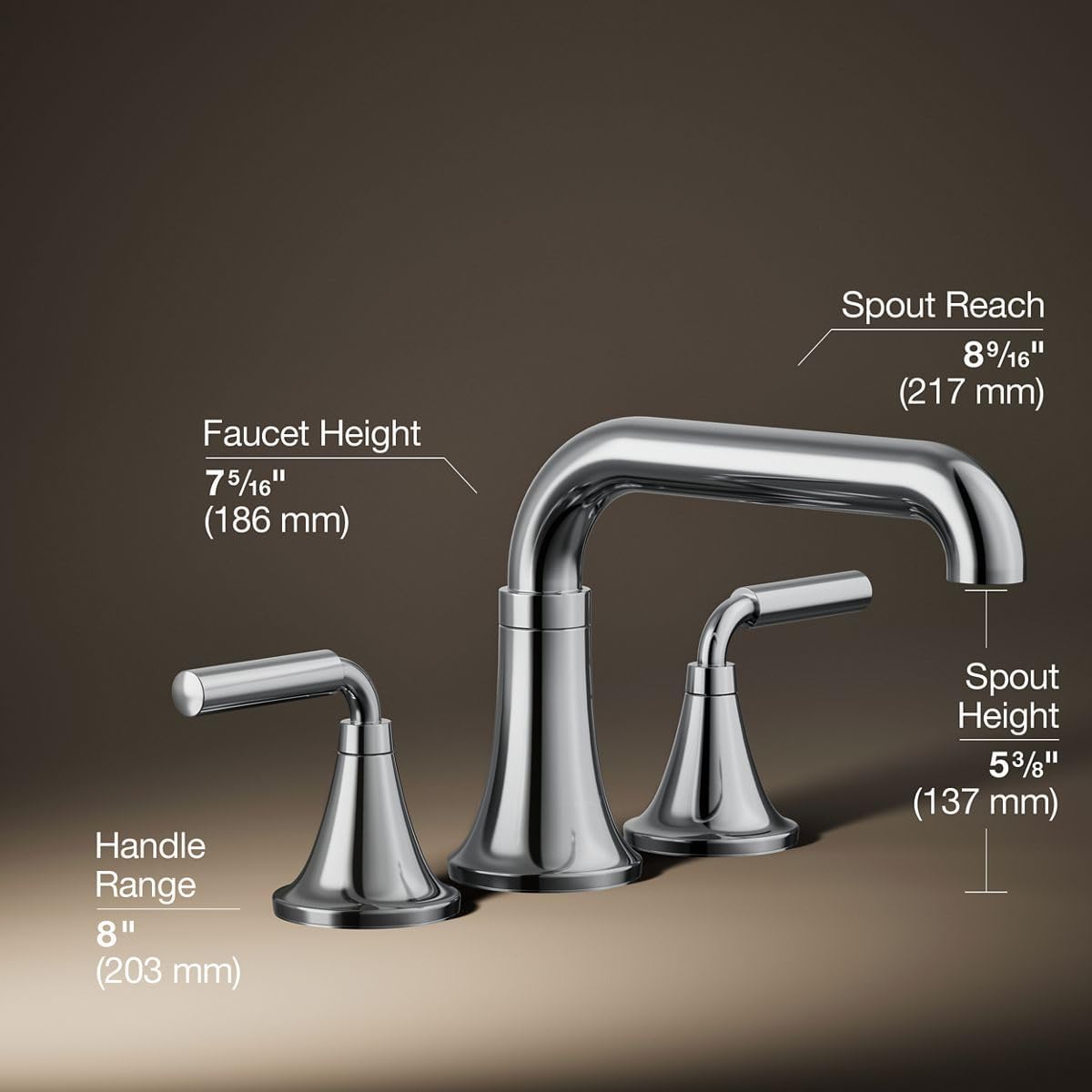 Kohler T27417-4-CP Tone™ Deck-Mount Bath Faucet Trim, Polished Chrome