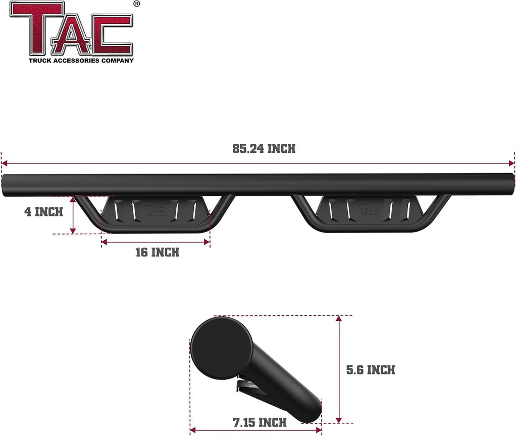 TAC 4' Drop Running Boards Fit 2020-2025 Jeep Gladiator JT | Tubular Style Fine Texture Black | Pickup Truck Off-Road Exterior Accessories (2pcs)