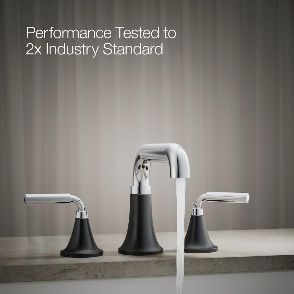 Kohler T27417-4-CBL Tone™ Deck-Mount Bath Faucet Trim, Polished Chrome with Matte Black