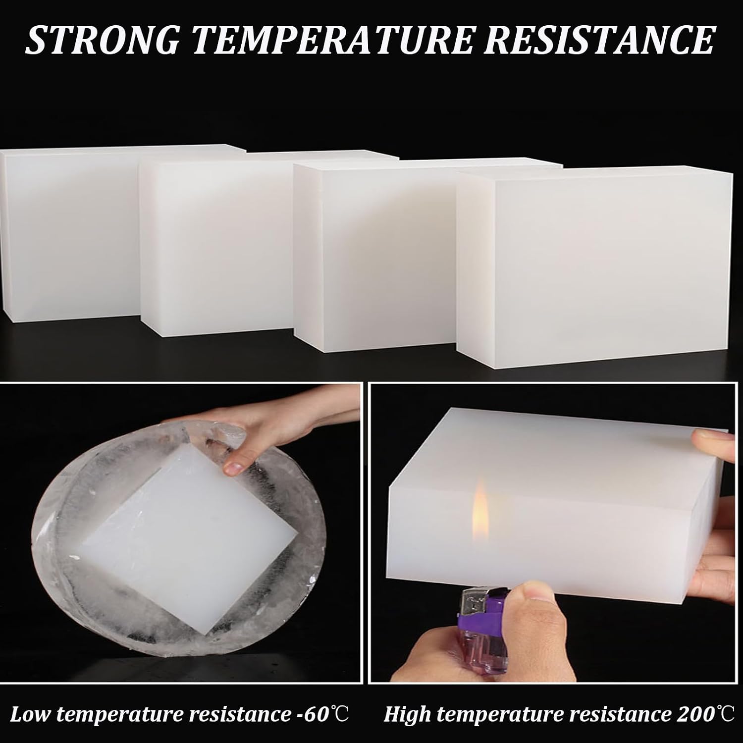 2-Pack White Silicone Cushion Pads 200mm x 200mm Thickness 12mm to 50mm Shock-Absorbing, Non-Slip Rubber Pads for Furniture, Machines, Electronics,35mm(30mm)