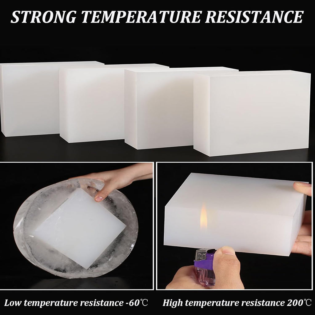 1-Pack White Silicone Cushion Pad 300mm x 300mm Thickness 12mm to 50mm Shock-Absorbing, Non-Slip Rubber Pad for Furniture, Machines, Electronics,50mm