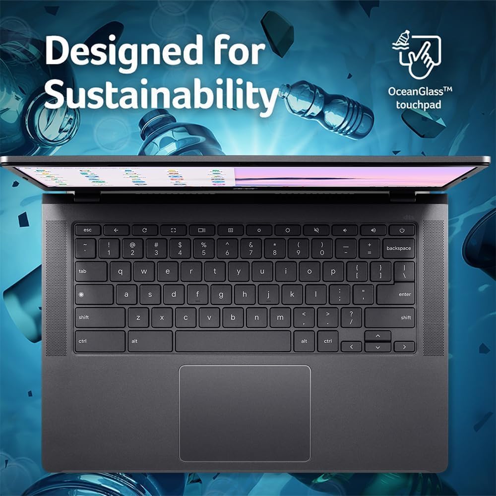 Acer Chromebook Plus 514 Laptop (14' FHD+ Touchscreen, Intel 8-Core i3-N355, 8GB RAM, 512GB SSD) Education, K12, Students & Business, 1080p Webcam, Backlit KB, Lightweight, Google AI, Chrome OS